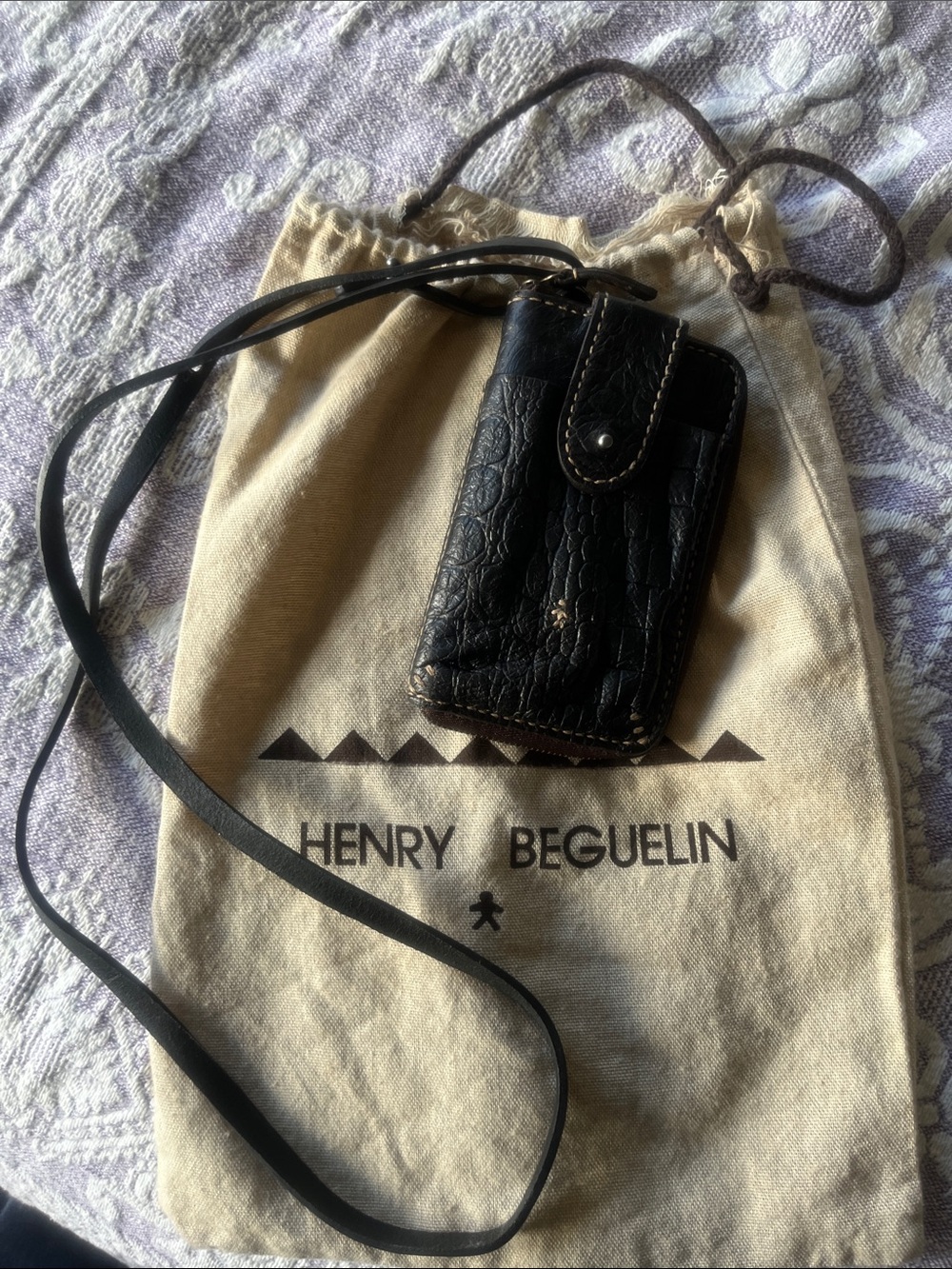 Henry Beguelin Brown Leather Crossbody Phone Case/wallet - Picture 3 of 6